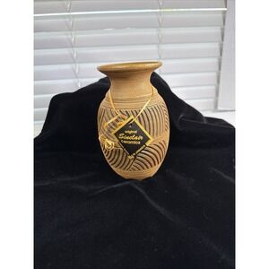 Studio Craft Sinclair Ceramics Jamaica 7" Gold Tone Vase Signed